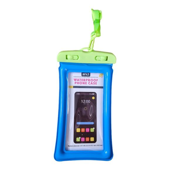 NEW IPX7 Universal Waterproof Locking Phone Case in Blue/Green - Picture 1 of 4